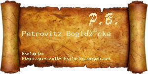 Petrovitz Boglárka névjegykártya